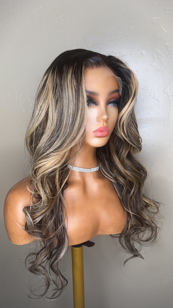 HD lace closure wig with highlights