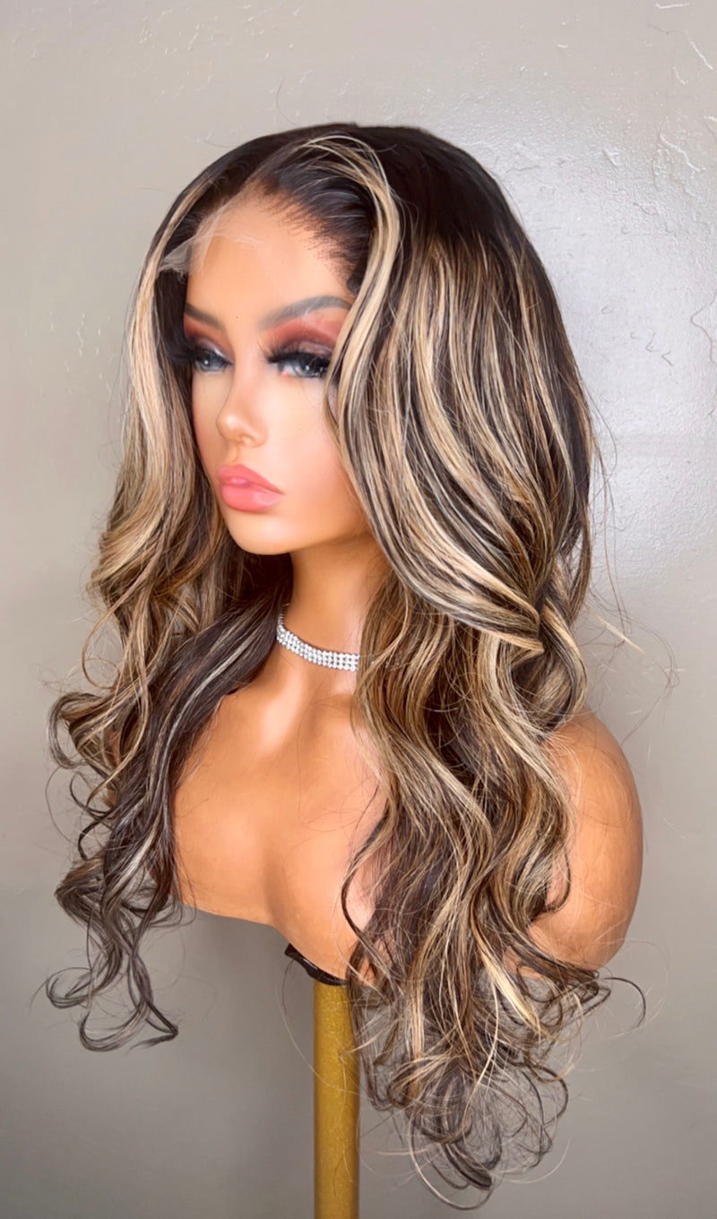HD lace closure wig with highlights